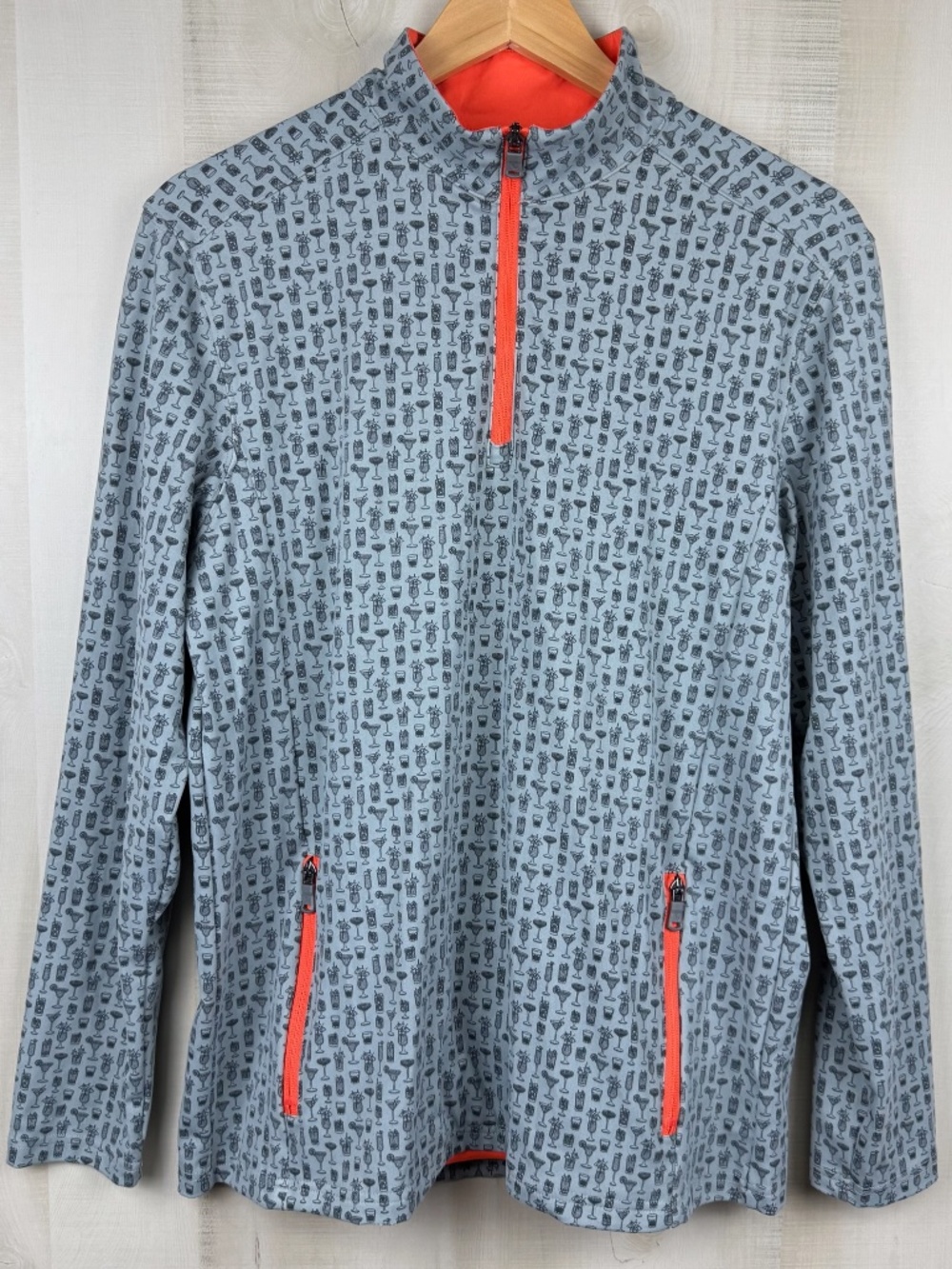 Birdie Bound Men’s 1/4 Zip Gray Golf Pullover Cocktail All Over Print Small